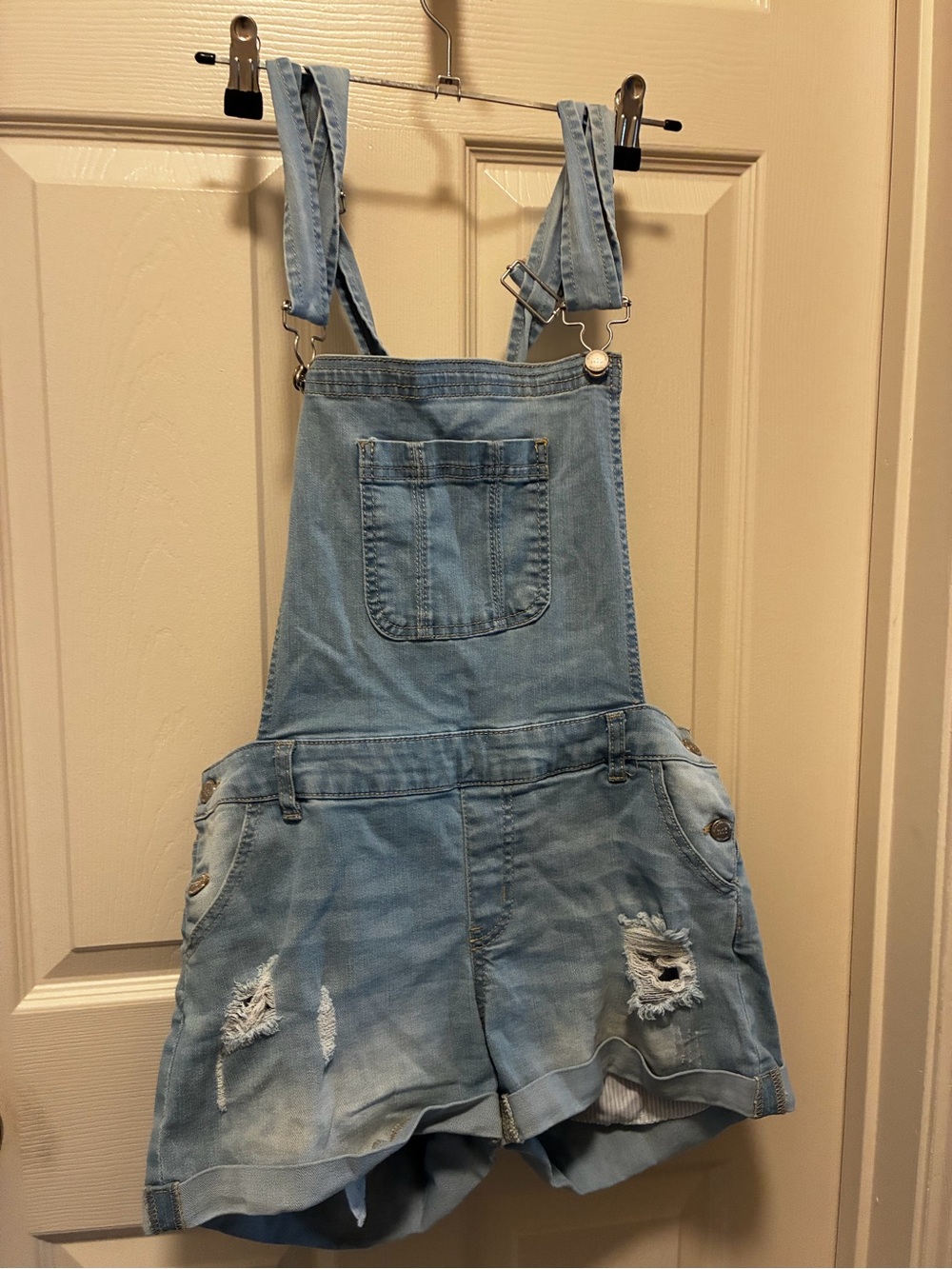 Light Wash Denim Short Overalls